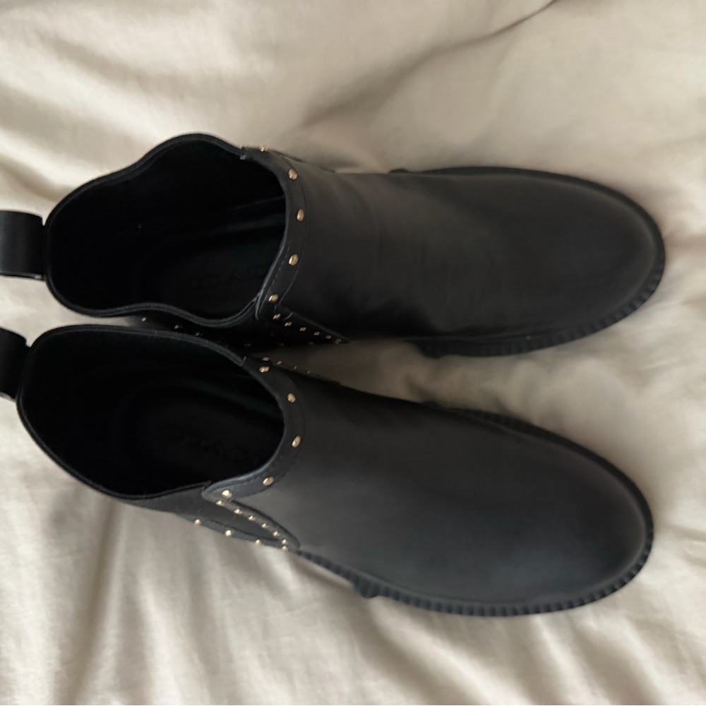 Coach Black Ankle Boots with Gold Studs - Picture 7 of 7